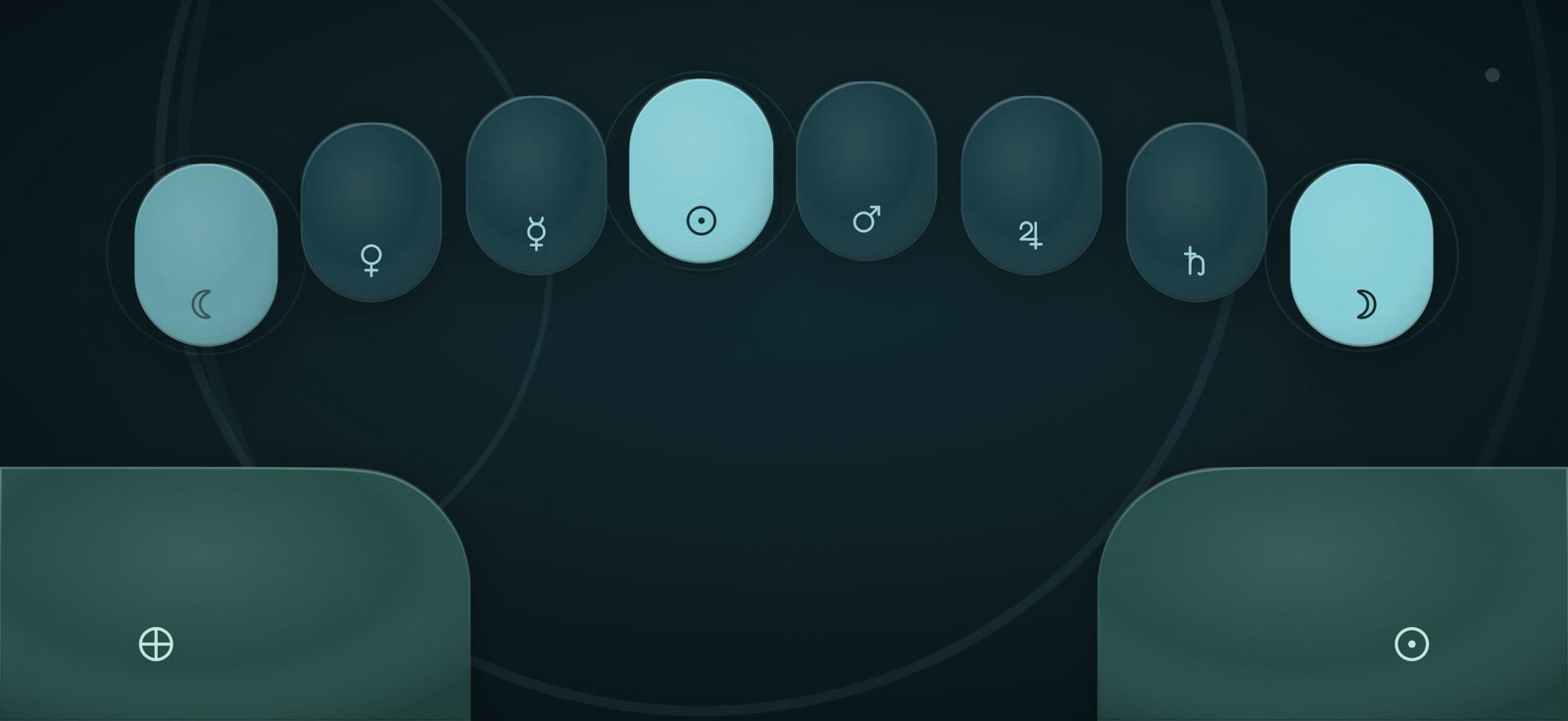 The play screen with three callouts: the first tone field, A3, at the left end of the arc; the Gu under the left thumb; the Ding, D3, under the right thumb